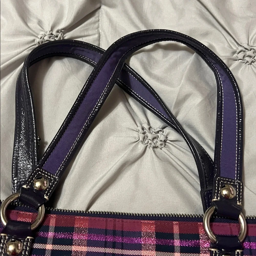 Coach Poppy classic tan and purple tartan large tote (lot of 2, not separating) - Picture 5 of 16